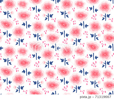 北欧風 ピンクの花柄 シームレスパターン 芍薬イメージ のイラスト素材