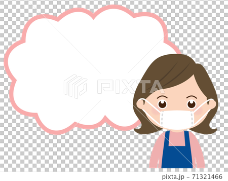 ふきだし マスクの若い女性 ふきだし マスクの若い女性 71321466