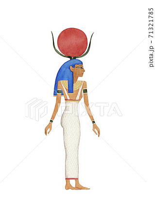 エジプト 神 ハトホル 水彩 イラストのイラスト素材
