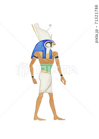 エジプト 神 ホルス 水彩 イラストのイラスト素材