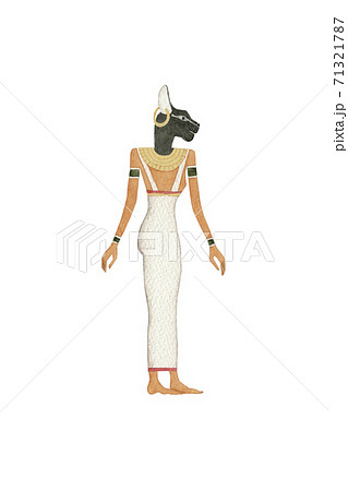 エジプト 神 バステト 水彩 イラストのイラスト素材