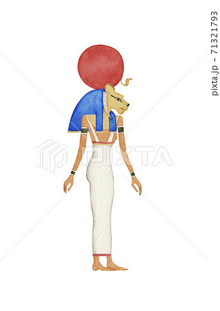 エジプト 神 テフヌト セクメト 水彩 イラストのイラスト素材