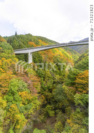 走行中の会津鉄道の列車から望む大川ダム湖の会津若松市道 走行中の会津鉄道の列車から望む大川ダム湖の会津若松市道 71321823