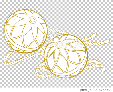 鞠と紐の線画 71323539