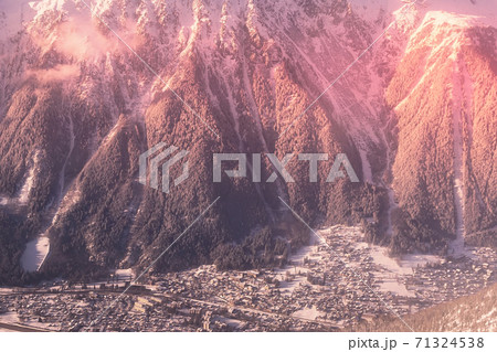 Chamonix Mont-Blanc aerial view, France, Alps 71324538