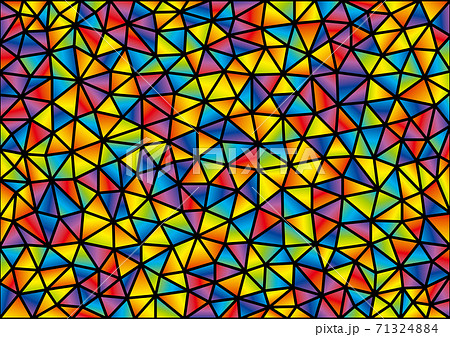 ステンドグラス風のカラフルな三角形のモザイク模様のイラスト素材