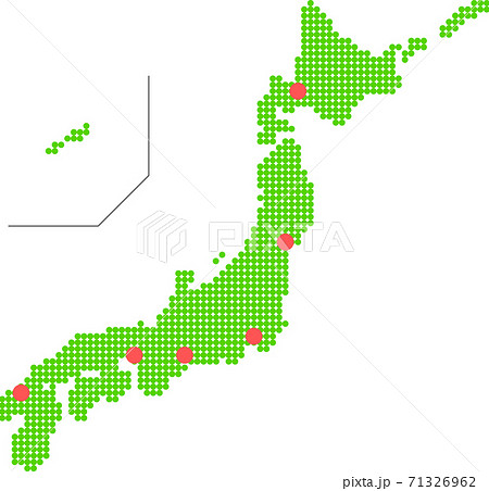 日本地図　ドット　都市所在地 71326962