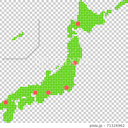 日本地図　ドット　都市所在地 71326962