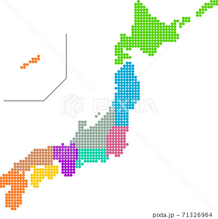 日本地図　エリア別　ドット 71326964