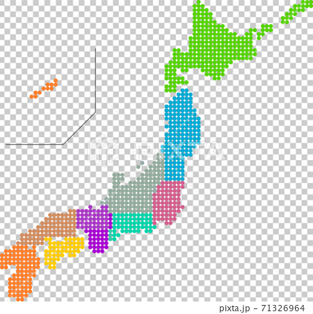 日本地図　エリア別　ドット 71326964