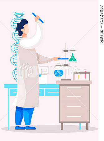 Scientist conducting an experiment in laboratory. Chemical research. Man works with test tubes Scientist conducting an experiment in laboratory. Chemical research. Man works with test tubes 71328067