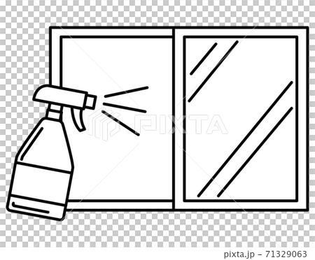スプレーを窓に吹きかけているイラスト 掃除のイラスト素材