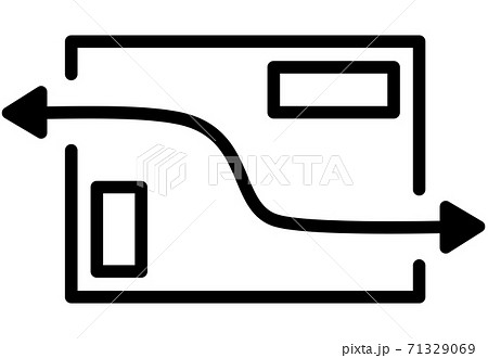 部屋の換気図　対角線上の換気による空気の流れ 71329069