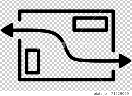 部屋の換気図　対角線上の換気による空気の流れ 71329069