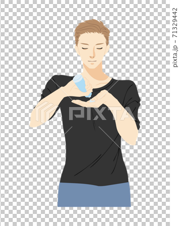 スキンケアする若い男性のイラスト 71329442