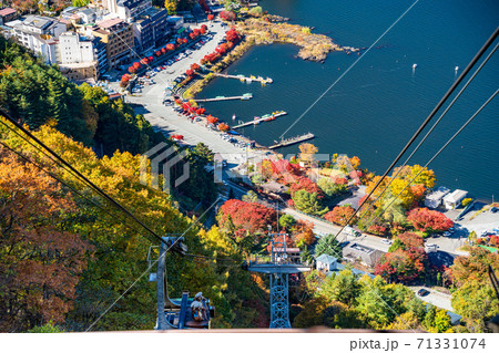 （山梨県）河口湖天上山公園から見下ろす、河口湖畔 71331074