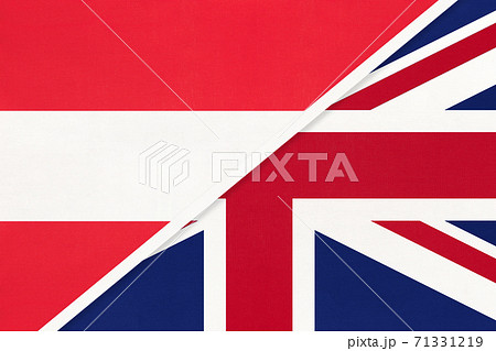 Austria and United Kingdom or UK, symbol of national flags from textile. 71331219