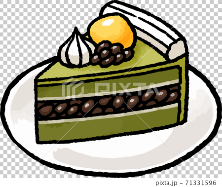 食べ物イラスト素材 抹茶ケーキの手描きベクターイラストのイラスト素材