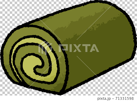 【食べ物イラスト素材】抹茶のロールケーキの手描きベクターイラスト 71331598