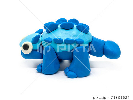 Play dough Ankylosaurus on white background. Handmade clay plasticine Play dough Ankylosaurus on white background. Handmade clay plasticine 71331624