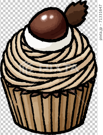 [Food illustration material] Hand-painted vector illustration of brown Mont Blanc 71331647