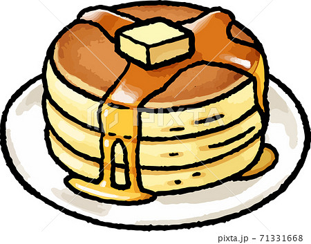 食べ物イラスト素材 ホットケーキの手描きベクターイラストのイラスト素材