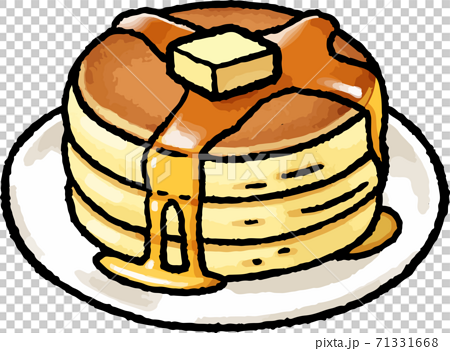食べ物イラスト素材 ホットケーキの手描きベクターイラストのイラスト素材