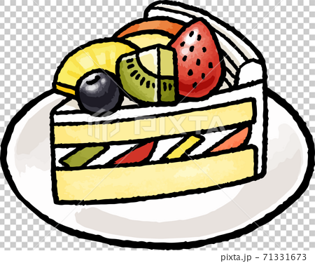食べ物イラスト素材 フルーツケーキの手描きベクターイラストのイラスト素材