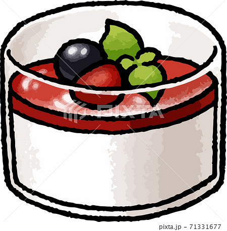 【食べ物イラスト素材】パンナコッタの手描きベクターイラスト 71331677