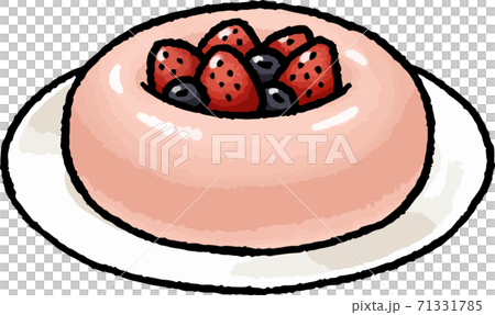 【食べ物イラスト素材】いちごのババロアの手描きベクターイラスト 71331785