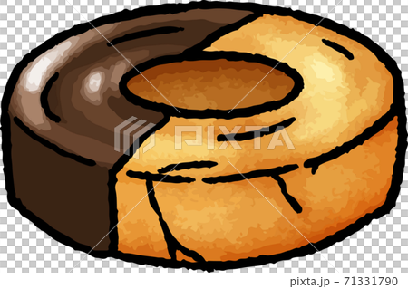 食べ物イラスト素材 チョコレートドーナツの手描きベクターイラストのイラスト素材