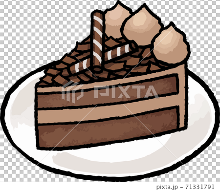 食べ物イラスト素材 チョコレートケーキの手描きベクターイラストのイラスト素材