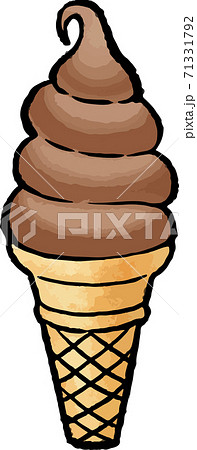 食べ物イラスト素材 チョコレート味のソフトクリームの手描きベクターイラストのイラスト素材