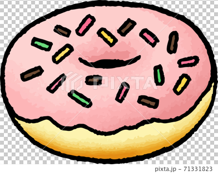 【食べ物イラスト素材】いちごドーナツの手描きベクターイラスト 【食べ物イラスト素材】いちごドーナツの手描きベクターイラスト 71331823