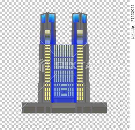 東京の名所 都庁のライトアップ のイラスト素材
