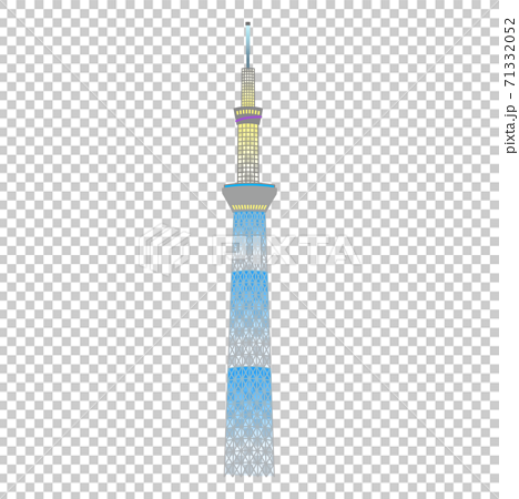 Famous Places In Tokyo Lighted Up By Sky Tree Stock Illustration
