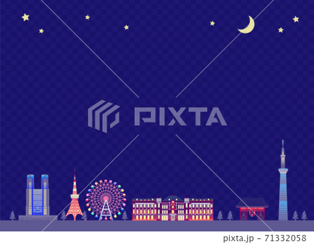 可以在背景中使用的東京城市景觀 夜景 照明 插圖素材 圖庫