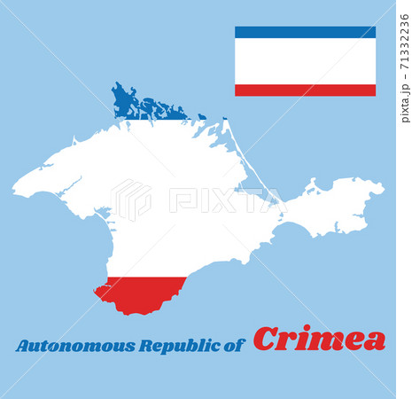 Map outline and flag of Crimea, with name text Autonomous Republic of Crimea. Map outline and flag of Crimea, with name text Autonomous Republic of Crimea. 71332236