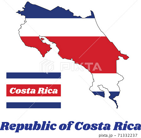Map outline and flag of Republic of Costa Rica in blue red and white color 71332237