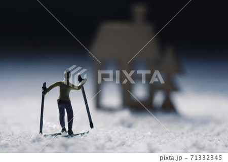 miniature skier woman 71332345