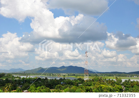 Thai scenery with river and hills 71332355