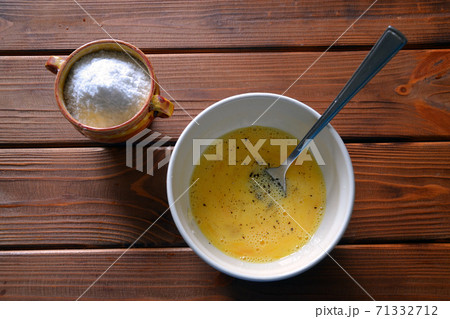 Raw yolks with herbs and salt for the omelet Raw yolks with herbs and salt for the omelet 71332712
