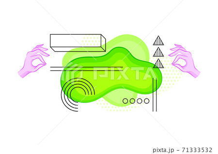 Human Hands with Colorful Abstract Shapes and Contour Geometrical Objects Vector Illustration Human Hands with Colorful Abstract Shapes and Contour Geometrical Objects Vector Illustration 71333532