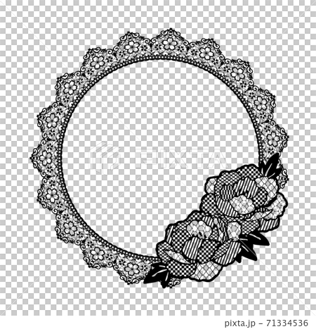 牡丹と桜のレースのフレーム素材 シルエット 和風イラストのイラスト素材