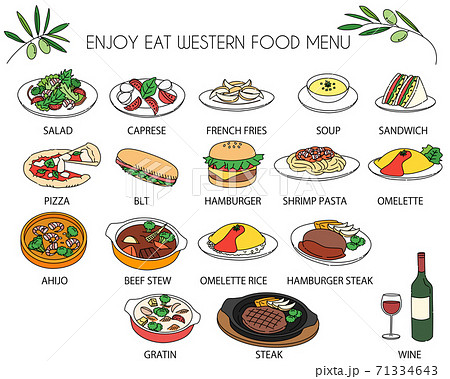 Western food menu line icon 71334643