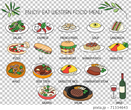 Western food menu line icon 71334643