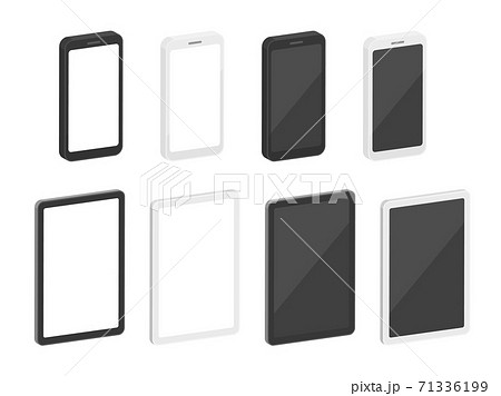 スマートフォンとタブレットの立体イラストセットのイラスト素材