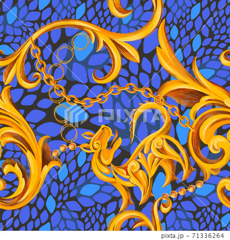 giraffe artistic animal skin texture mixed with Baroque frame. 71336264