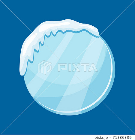 Snow frozen icicle round banner with snow drifts vector 71336309