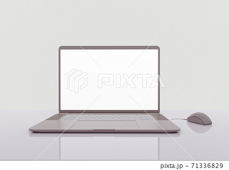 laptop on the reflective gray table, mockup monitor, work at home concept, workplace, 3d render low-poly snowflakes on gray background, 3d render 71336829